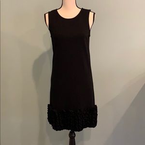 Black Sleeveless Knit Dress With Ruffle Bottom
